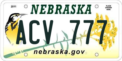 NE license plate ACV777