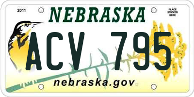 NE license plate ACV795