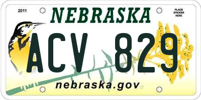 NE license plate ACV829