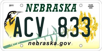 NE license plate ACV833