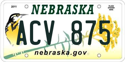 NE license plate ACV875