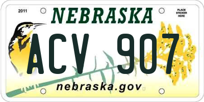 NE license plate ACV907