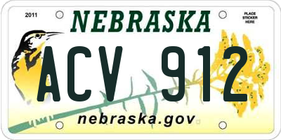 NE license plate ACV912