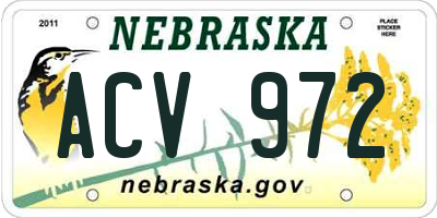 NE license plate ACV972