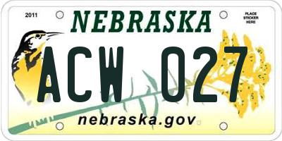 NE license plate ACW027
