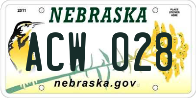NE license plate ACW028