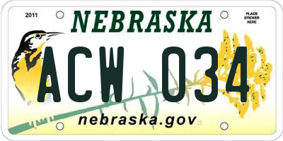 NE license plate ACW034