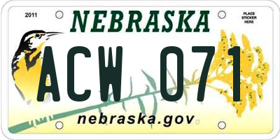 NE license plate ACW071