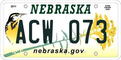 NE license plate ACW073