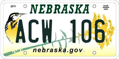 NE license plate ACW106