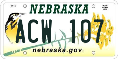 NE license plate ACW107