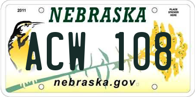 NE license plate ACW108