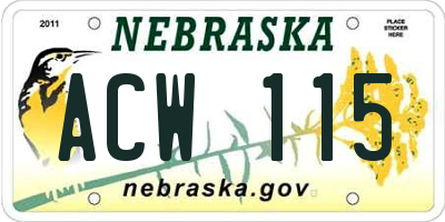 NE license plate ACW115