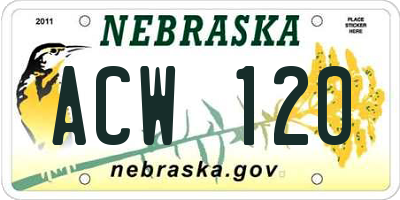 NE license plate ACW120