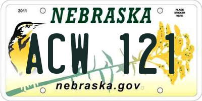 NE license plate ACW121