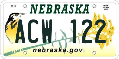 NE license plate ACW122