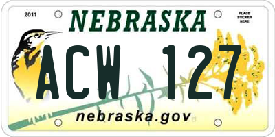 NE license plate ACW127