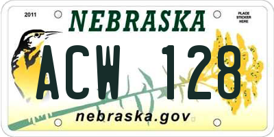 NE license plate ACW128