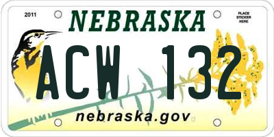 NE license plate ACW132