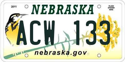 NE license plate ACW133