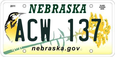 NE license plate ACW137