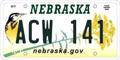 NE license plate ACW141