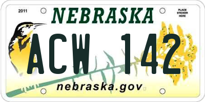 NE license plate ACW142