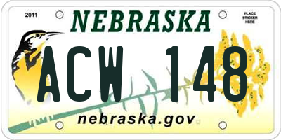 NE license plate ACW148