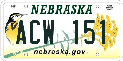 NE license plate ACW151