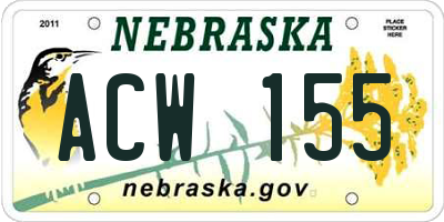 NE license plate ACW155