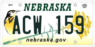 NE license plate ACW159