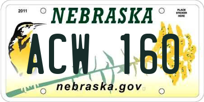 NE license plate ACW160