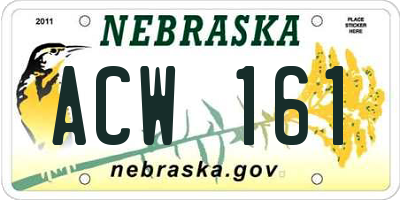 NE license plate ACW161