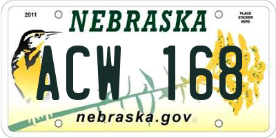 NE license plate ACW168