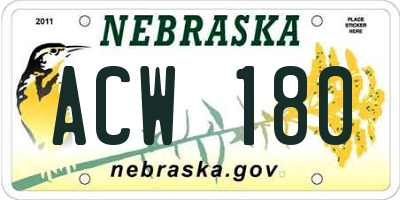 NE license plate ACW180