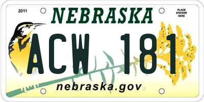 NE license plate ACW181