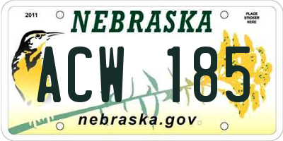 NE license plate ACW185