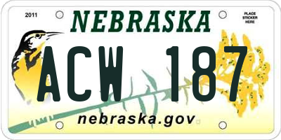 NE license plate ACW187