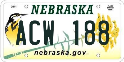 NE license plate ACW188