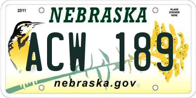 NE license plate ACW189