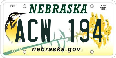 NE license plate ACW194