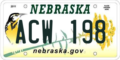 NE license plate ACW198