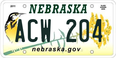 NE license plate ACW204