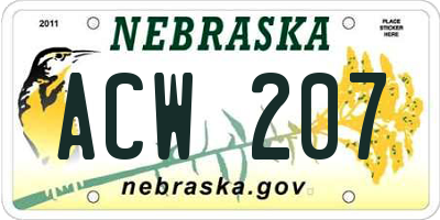 NE license plate ACW207