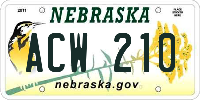 NE license plate ACW210