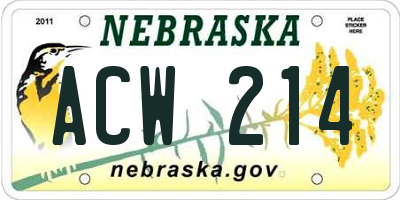 NE license plate ACW214