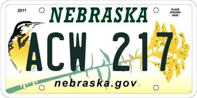 NE license plate ACW217