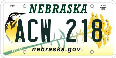 NE license plate ACW218