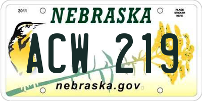 NE license plate ACW219