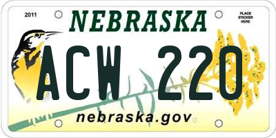 NE license plate ACW220